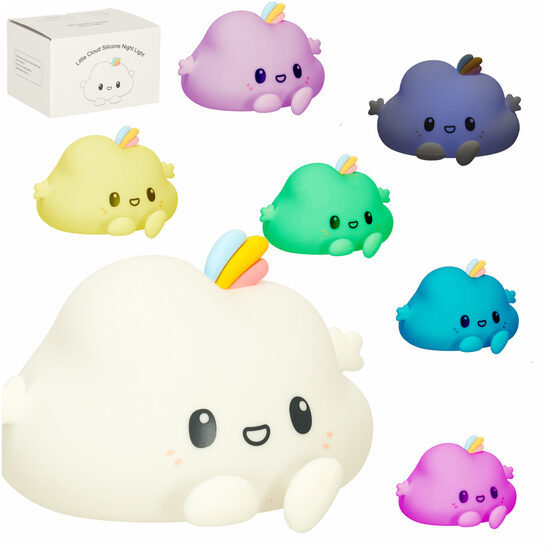 Bērnu naktslampiņa ar silikona pieskārienu, mīksta LED gaisma, balta, RGB, mākonis